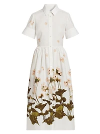 Floral Short-Sleeve Midi Shirtdress