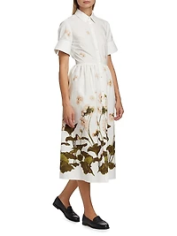 Floral Short-Sleeve Midi Shirtdress