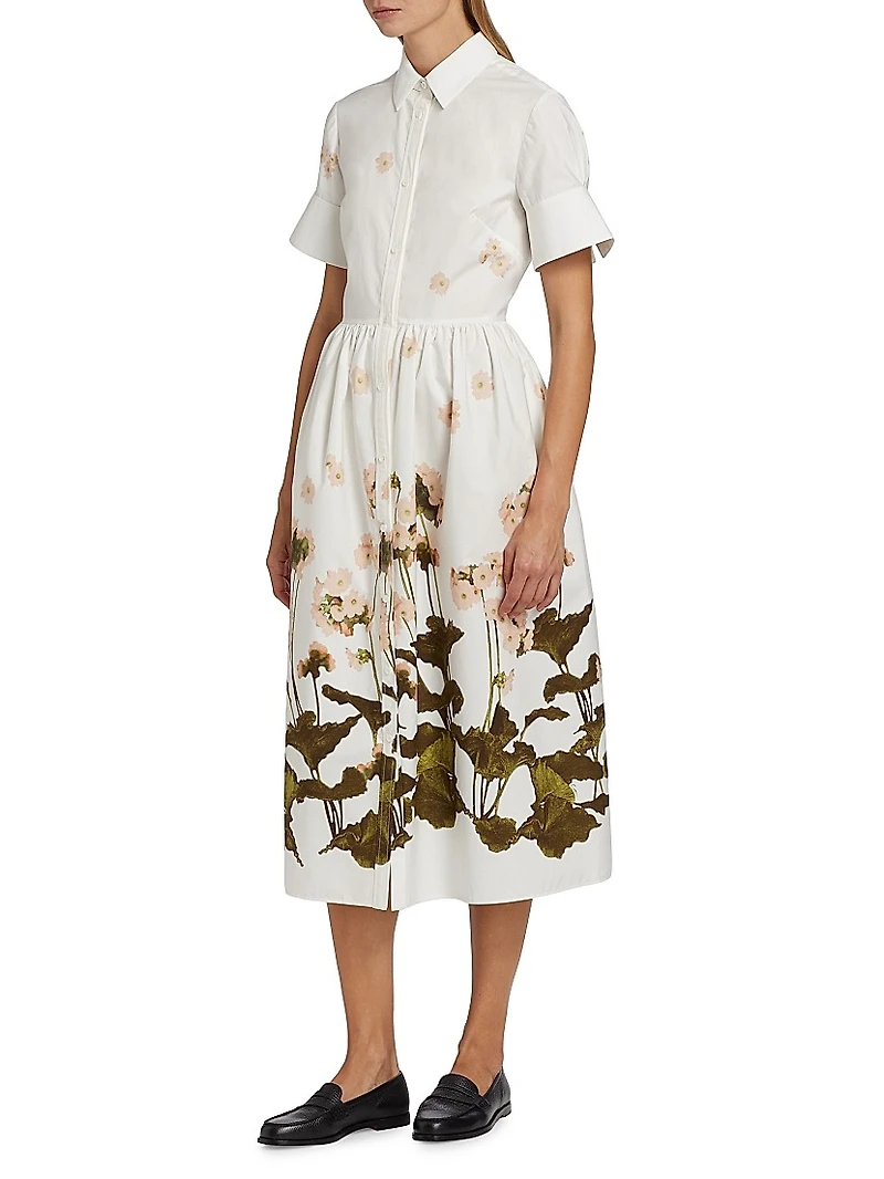 Floral Short-Sleeve Midi Shirtdress
