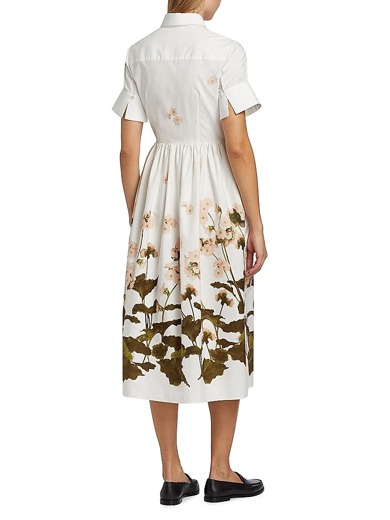 Floral Short-Sleeve Midi Shirtdress