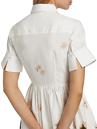 Floral Short-Sleeve Midi Shirtdress
