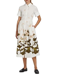 Floral Short-Sleeve Midi Shirtdress