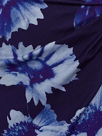 Floral Long-Sleeve Draped Midi-Dress