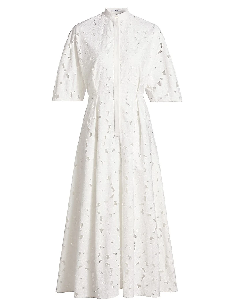 Guipure Lace Midi Shirtdress