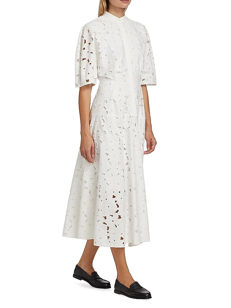 Guipure Lace Midi Shirtdress