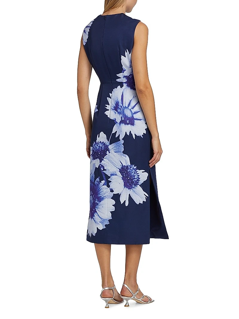 Floral Sleeveless Pencil Midi-Dress
