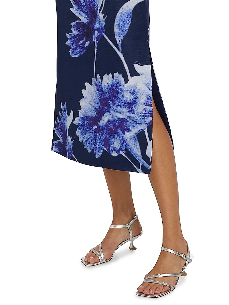 Floral Sleeveless Pencil Midi-Dress