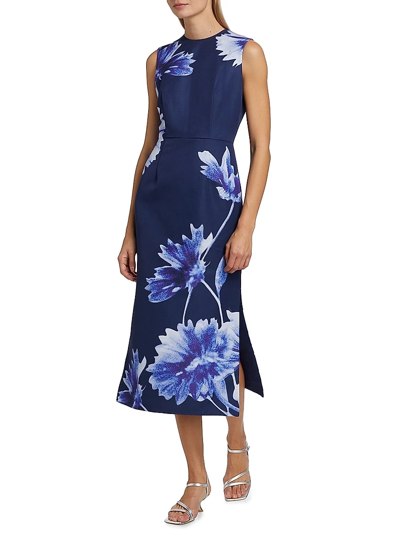 Floral Sleeveless Pencil Midi-Dress