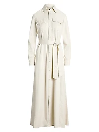 Cotton Twill Tie-Waist Shirtdress
