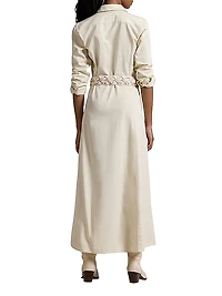 Cotton Twill Tie-Waist Shirtdress