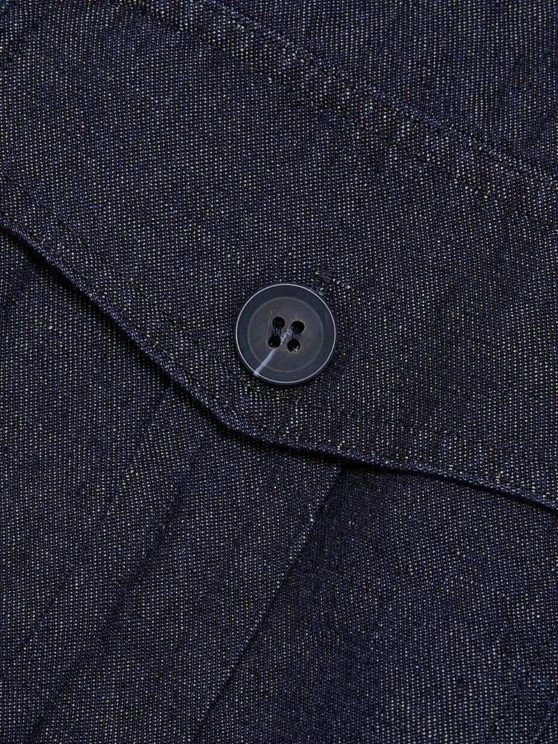 Denim Linen-Blend Belted Jacket