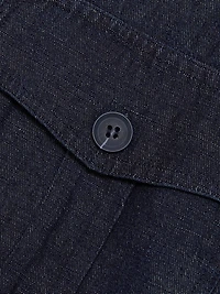 Denim Linen-Blend Belted Jacket