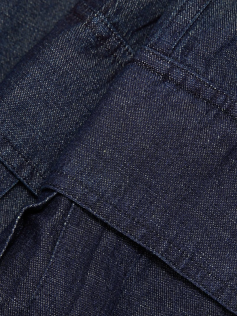 Denim Linen-Blend Cargo Pants
