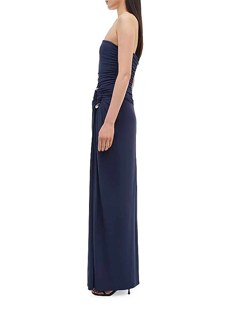 Emma Ruched Strapless Column Gown