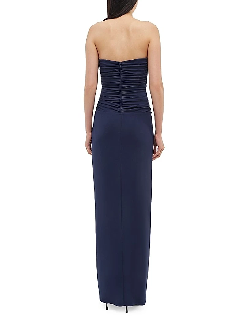 Emma Ruched Strapless Column Gown