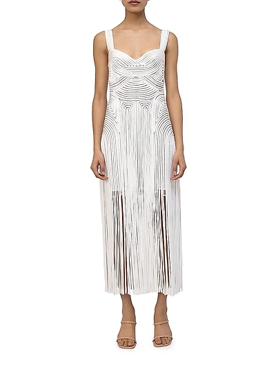 Darby Fringe Hem Cord Midi-Dress