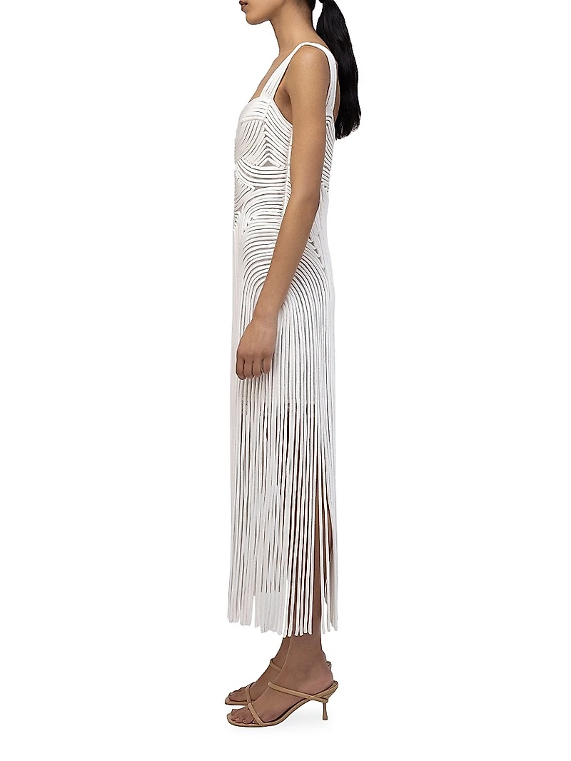 Darby Fringe Hem Cord Midi-Dress