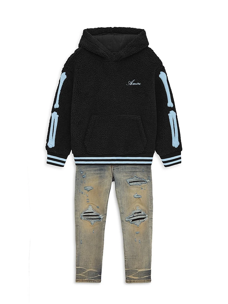 Little Boy's & Bones Sherpa Fleece Hoodie