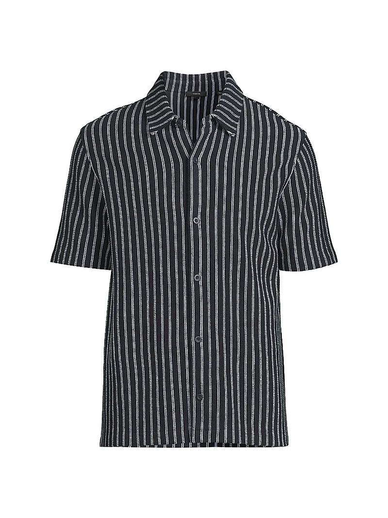 Striped Bouclé Short-Sleeve Shirt