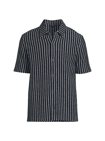 Striped Bouclé Short-Sleeve Shirt
