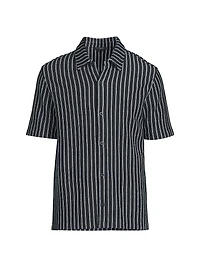Striped Bouclé Short-Sleeve Shirt