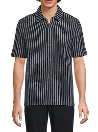 Striped Bouclé Short-Sleeve Shirt