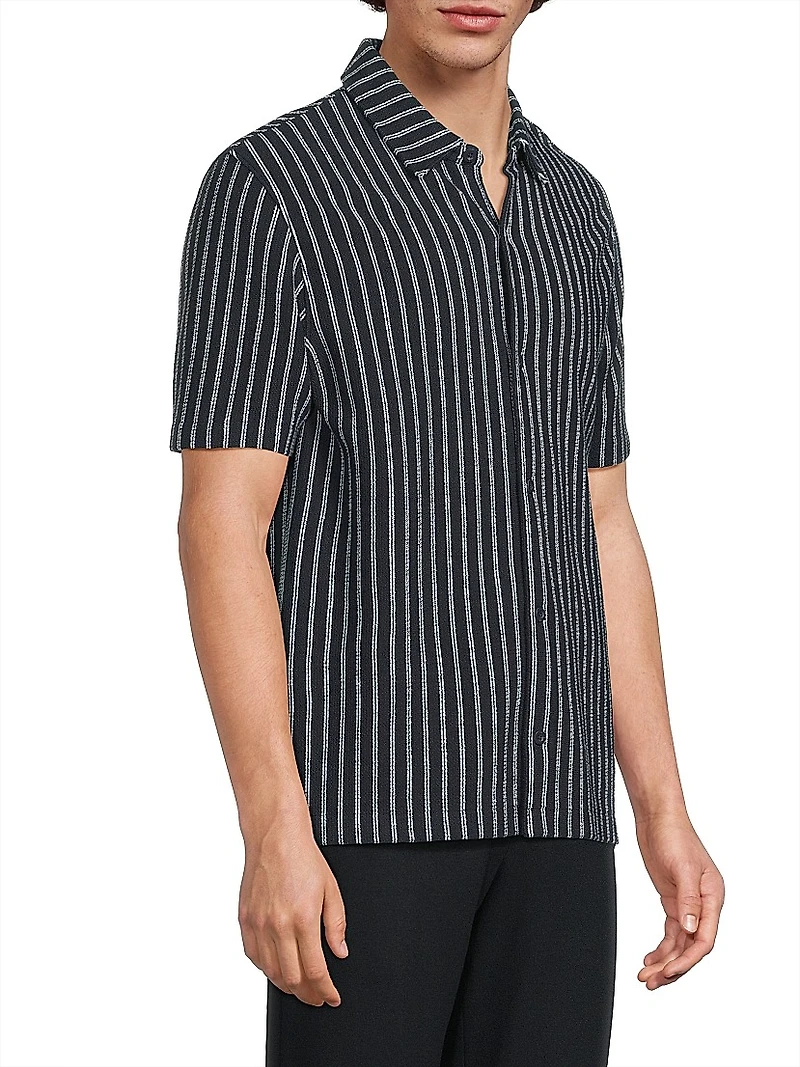 Striped Bouclé Short-Sleeve Shirt