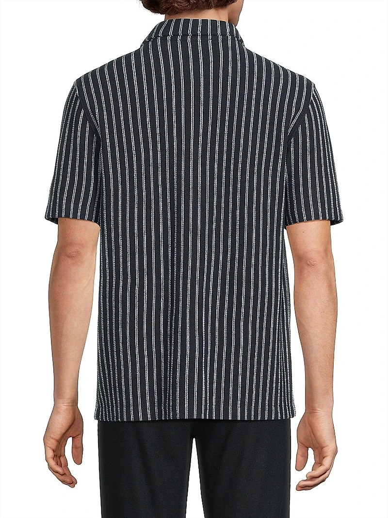 Striped Bouclé Short-Sleeve Shirt