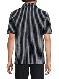 Striped Bouclé Short-Sleeve Shirt