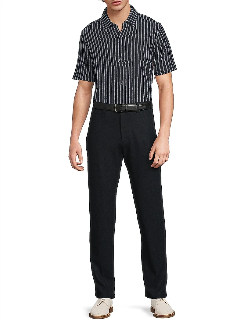 Striped Bouclé Short-Sleeve Shirt