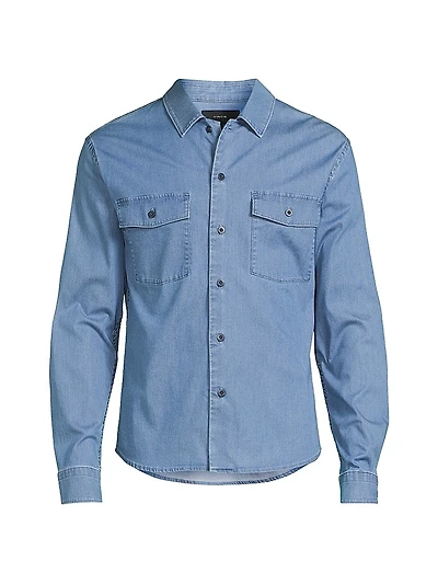 Stretch-Cotton Button-Front Shirt