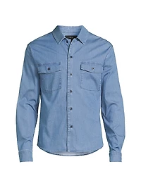 Stretch-Cotton Button-Front Shirt