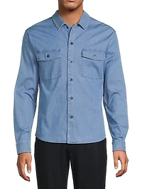 Stretch-Cotton Button-Front Shirt