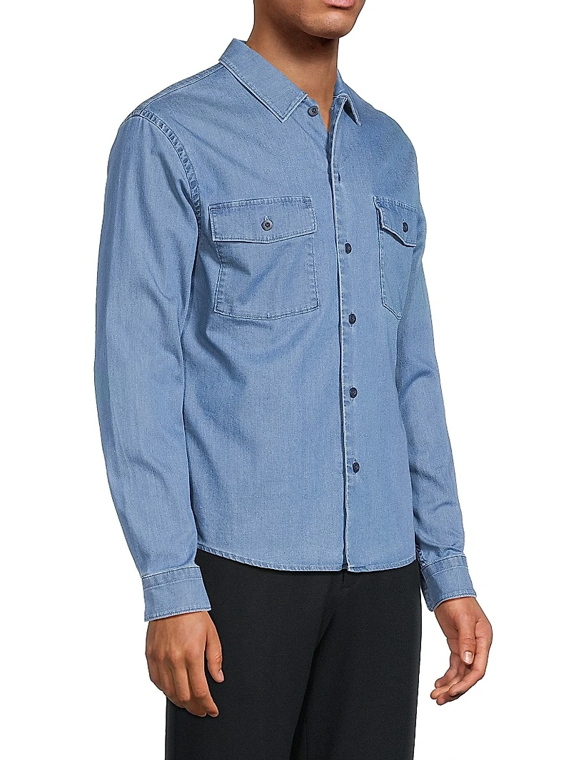 Stretch-Cotton Button-Front Shirt