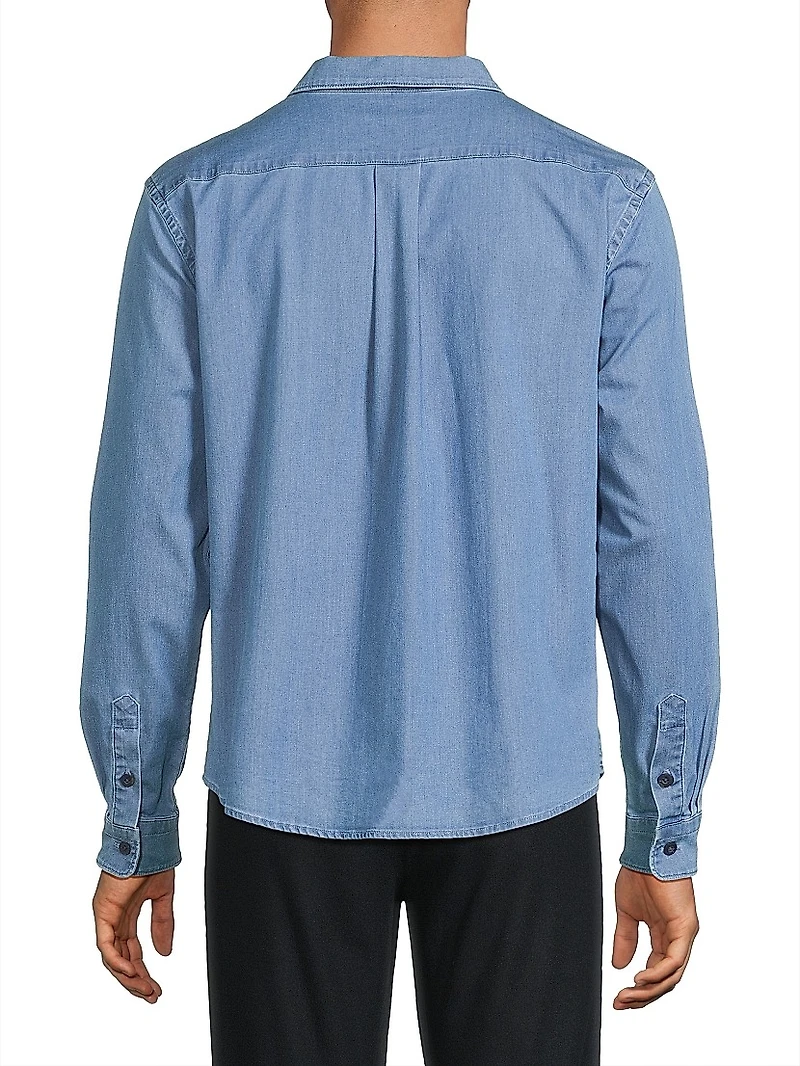 Stretch-Cotton Button-Front Shirt
