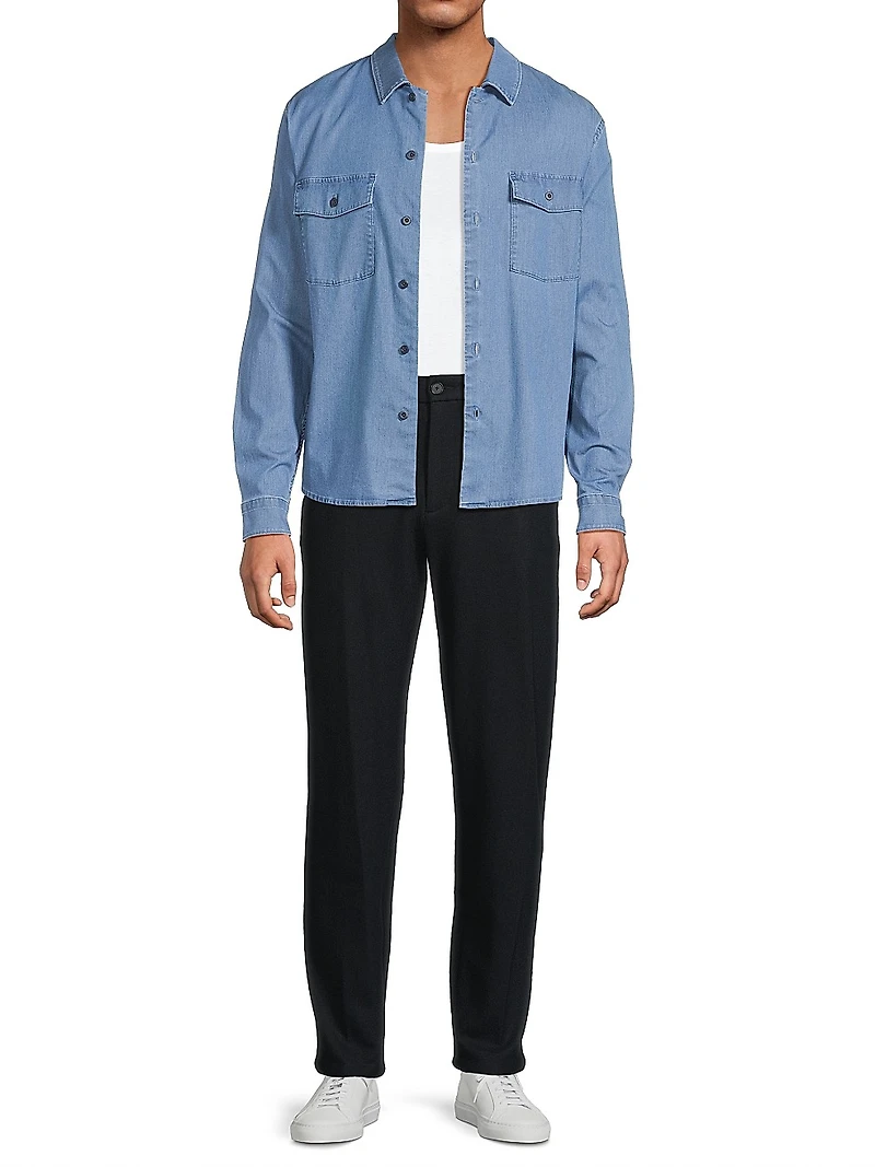 Stretch-Cotton Button-Front Shirt