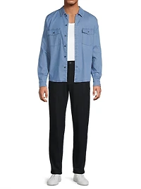 Stretch-Cotton Button-Front Shirt