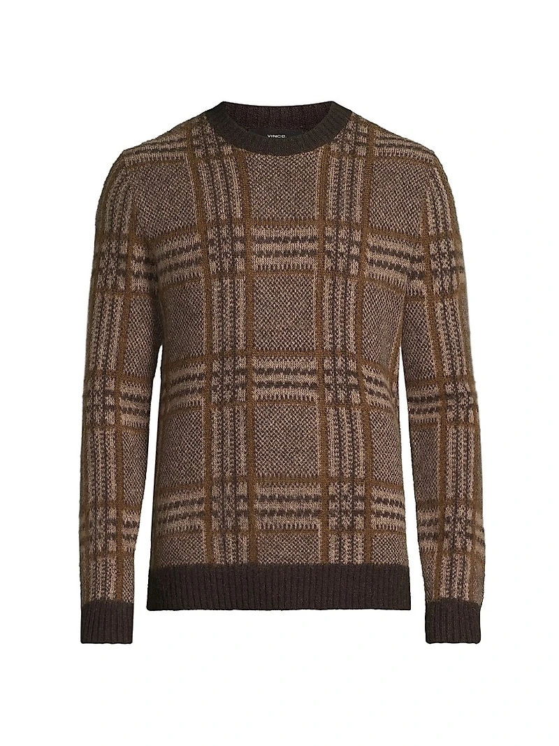Brushed Glen Plaid Crewneck Sweater