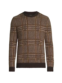 Brushed Glen Plaid Crewneck Sweater