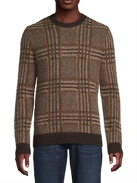 Brushed Glen Plaid Crewneck Sweater