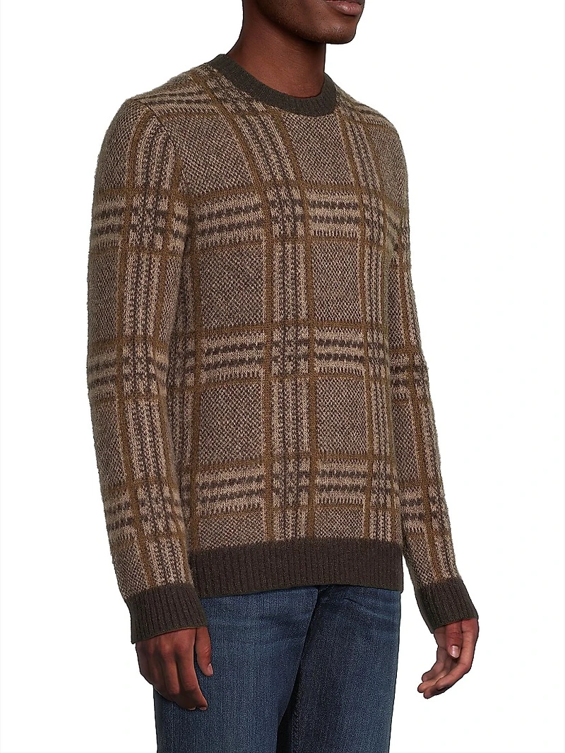 Brushed Glen Plaid Crewneck Sweater