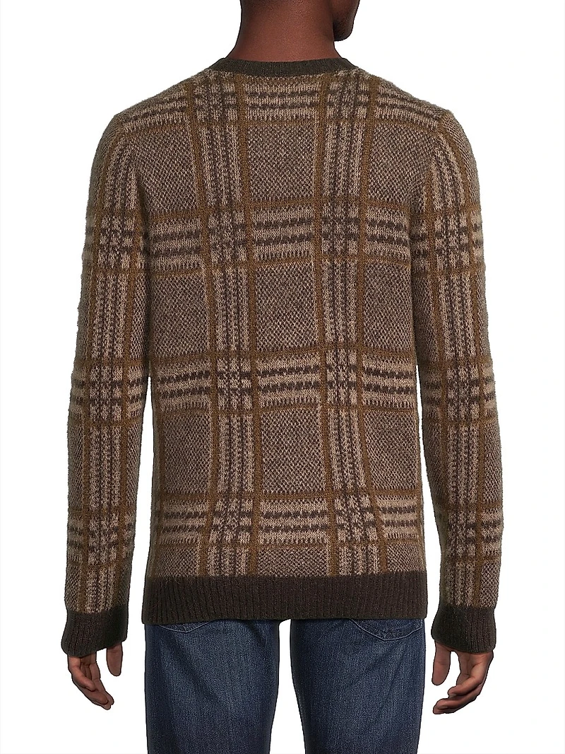 Brushed Glen Plaid Crewneck Sweater