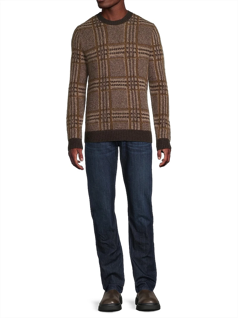 Brushed Glen Plaid Crewneck Sweater