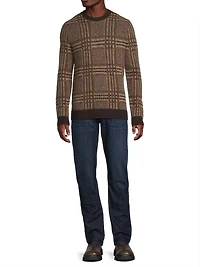 Brushed Glen Plaid Crewneck Sweater