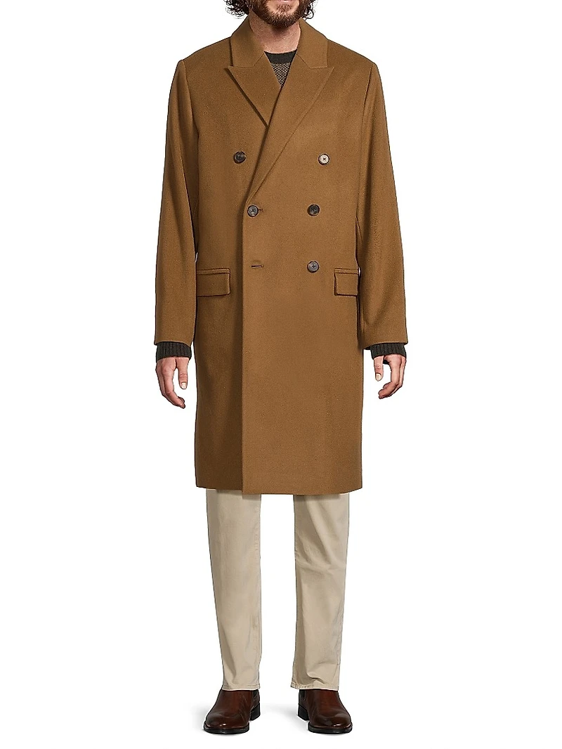Double-Breasted Wool-Blend Coat