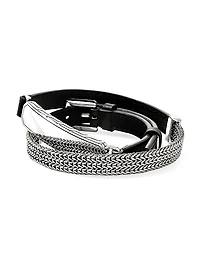 ID Sterling Silver & Leather Wrap Bracelet
