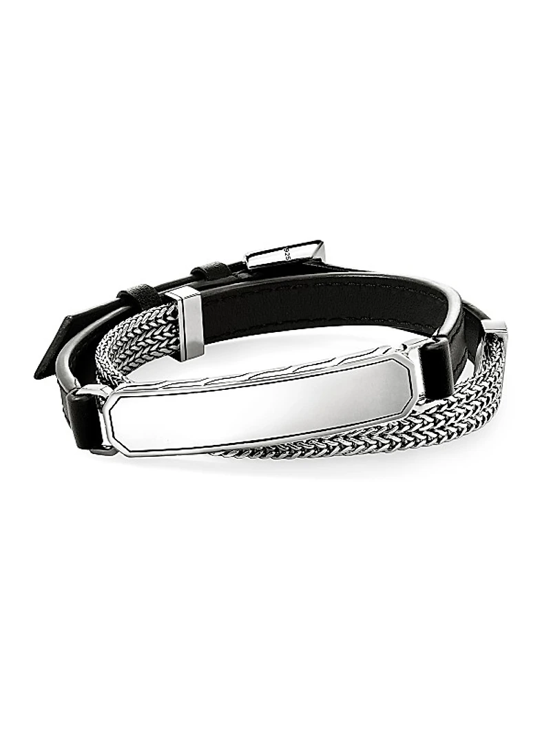 ID Sterling Silver & Leather Wrap Bracelet