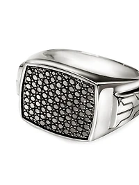 ID Sterling Silver & Black Sapphire Signet Ring