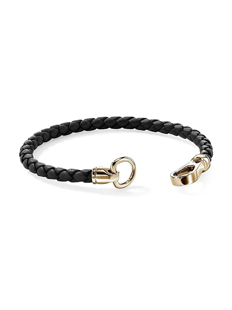14K Yellow Gold & Leather Bracelet