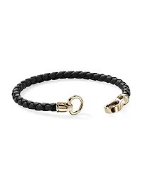14K Yellow Gold & Leather Bracelet
